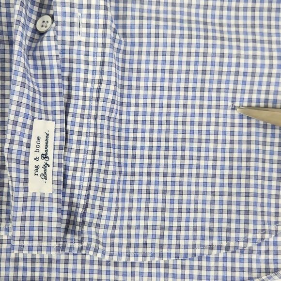 Rag & Bone Mens Gingham Plaid Print Long Sleeve Button Down Size 16 - Picture 10 of 11